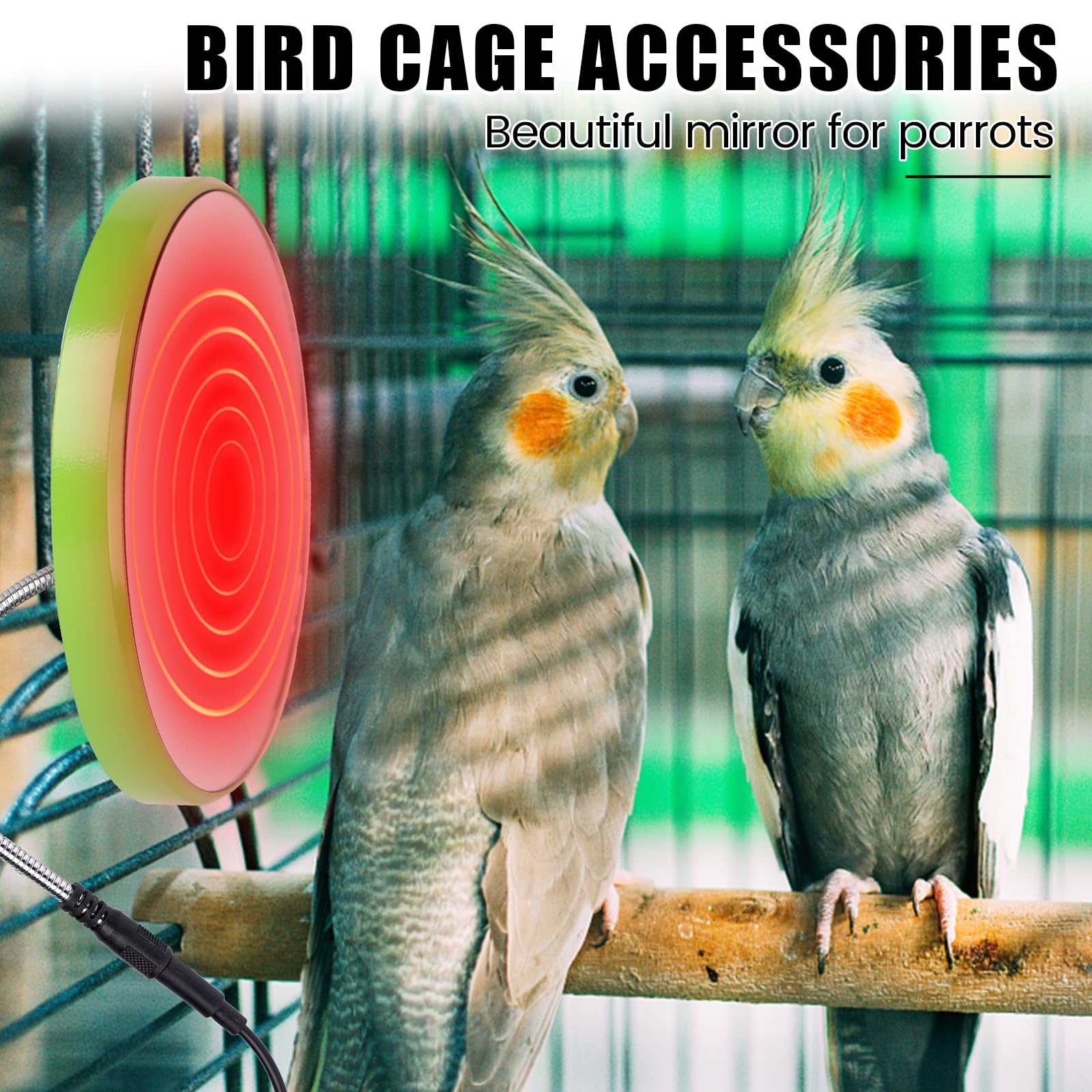 Riscaldatore Per Gabbia Per Uccelli Con Specchio, Riscaldamento Rapido Per Uccelli Da 18 W, Termostato Scaldapappagalli, Accessori Per Gabbie Per Uccelli Caldi Per Cacatua, Pappagalli, Verde
