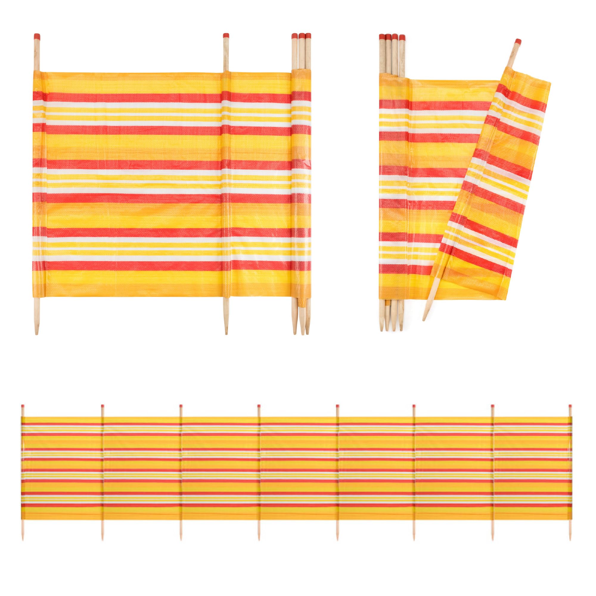 Beach & Camping Windbreak, 8 Pole Sun & Wind Shelter, Orange Stripe, 150 x 462 cm Outdoor Privacy Screen