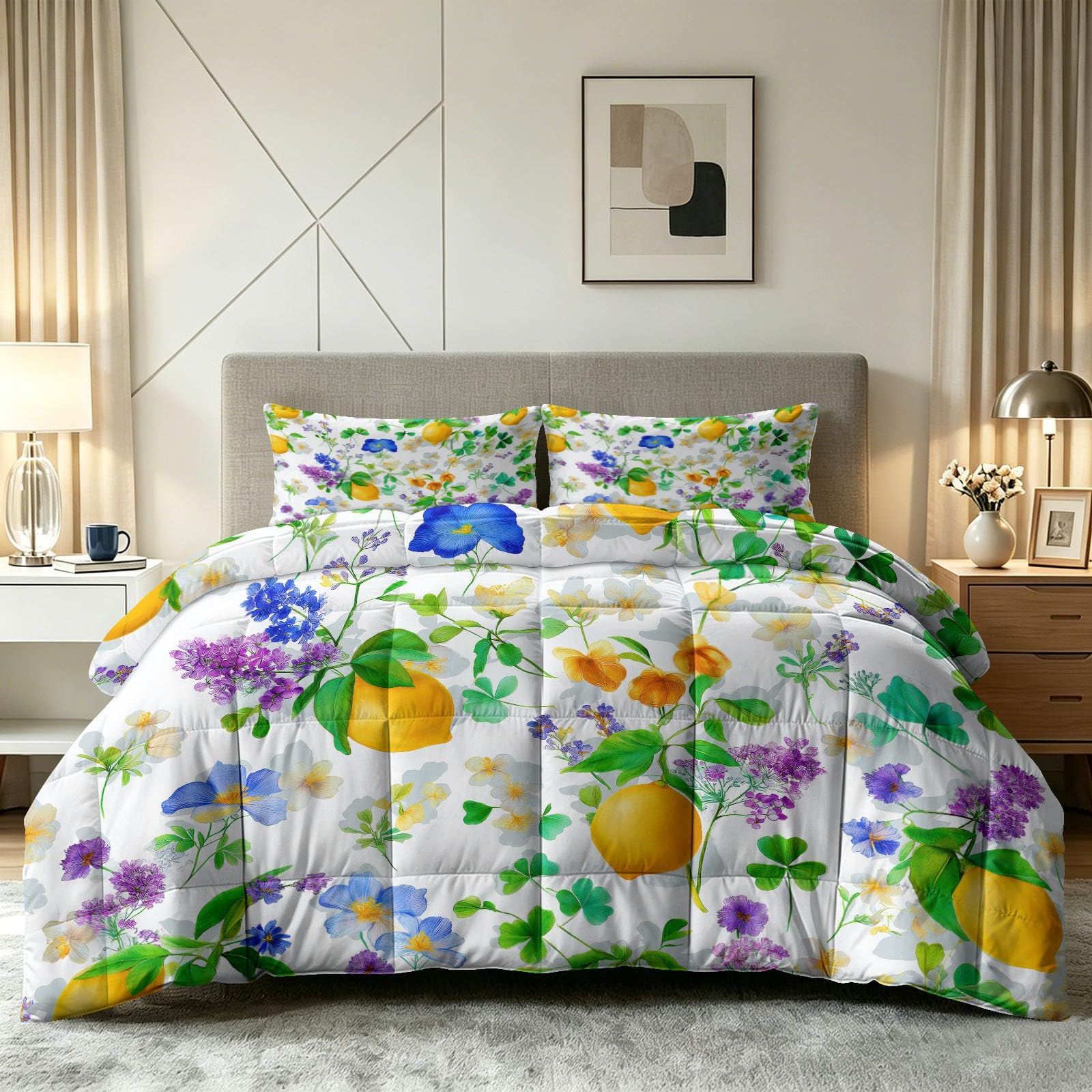 Colcha floral de microfibra para el dormitorio en las 4 estaciones