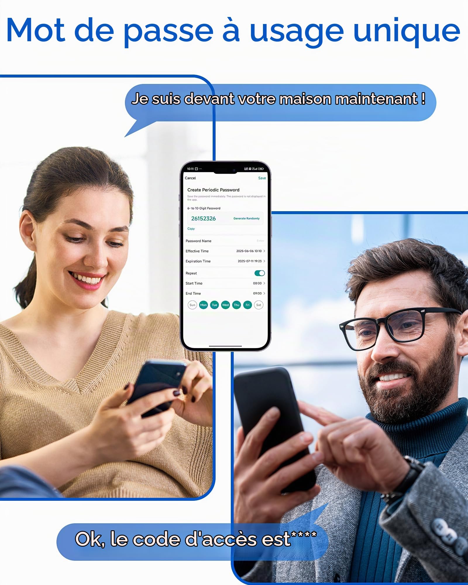 NGTeco Serrure Connectée, Déverrouillage Par Application, Déverrouillage Par Empreinte Digitale, Carte à Puce, Clé Mécanique, Convient Pour 30-65 mm, La Serrure Est Facile à Installer
