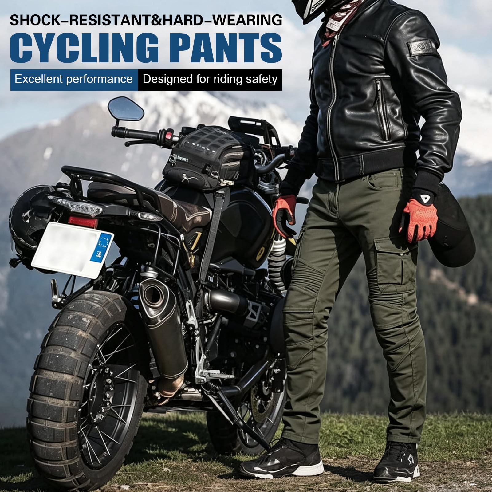 Pantaloni da Moto per Uomo con Protezioni, Jeans per Motociclismo, Moto Biker, Denim Elasticizzato Resistente per Avventure E Tutte Le Stagioni