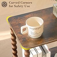 Vista 6 de Mesa auxiliar, mesa auxiliar pequeña con estante de almacenamiento, mesas de café pequeñas de 2 niveles para sala de estar, dormitorio, espacios