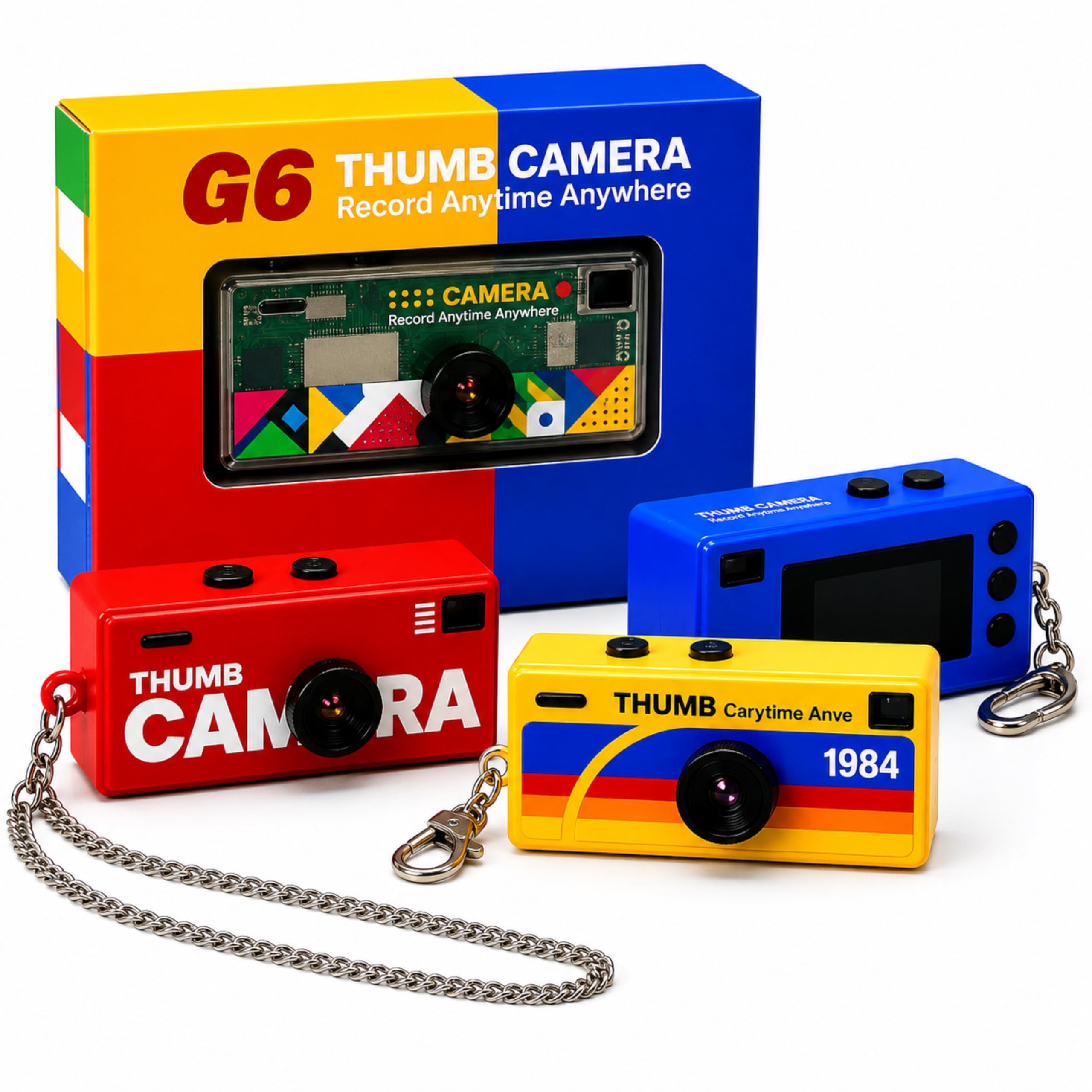 Nano Cam G6 Mini fotocamera in design retrò, portachiavi per fotocamera digitale Thumb (giallo)