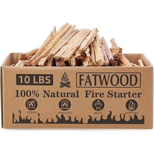 10 lbs Fatwood Fire Starter Sticks, 100% Natural Kindling Firewood Firestarter for Stoves, Pine Wood for Fireplaces, Campfires, Bonfires, Grill