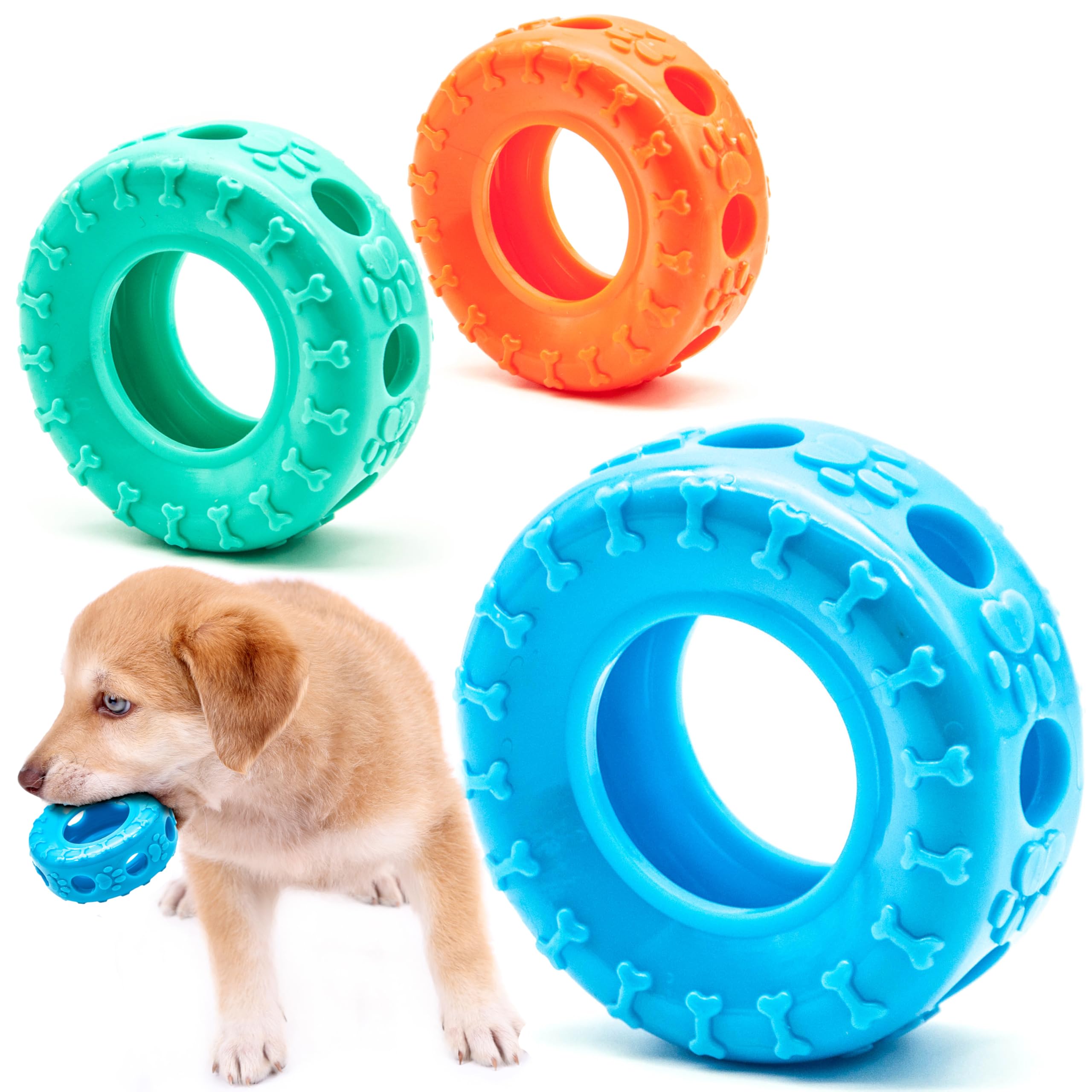 Petopedia 1x 9cm Rubber TYRE – Dog Chew Toys – Flexible & Tough Puppy Toy Ring – TIRE WHEEL Interactive Play, Boredom, Treat Dispensing – Ideal for Puppies, Small and Medium Dogs (Blue)