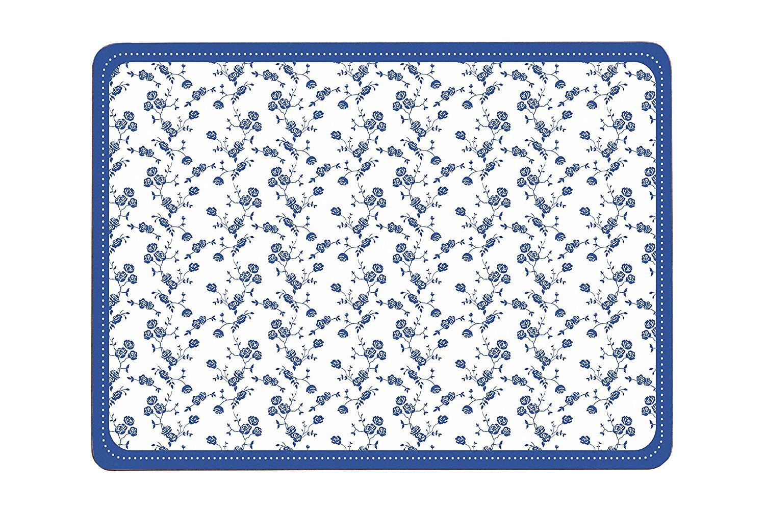 Orsina Set Of Four Blue Rose PlacematsDurable Heat-Resistant Cork Table Mats With Elegant Floral Design from B&Q