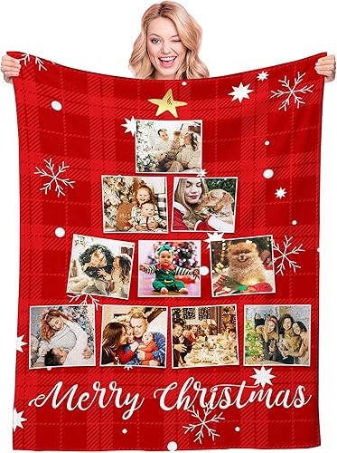 Manta personalizada con texto fotográfico, manta de Navidad personalizada, manta de franela personalizada para bebés, familiares, parejas y amigos,