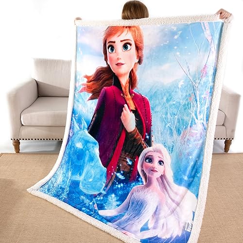 Manta de franela Sherpa para niños, de 50 x 60 pulgadas, manta de felpa súper suave y acogedora para uso en interiores y exteriores (congelado-3,