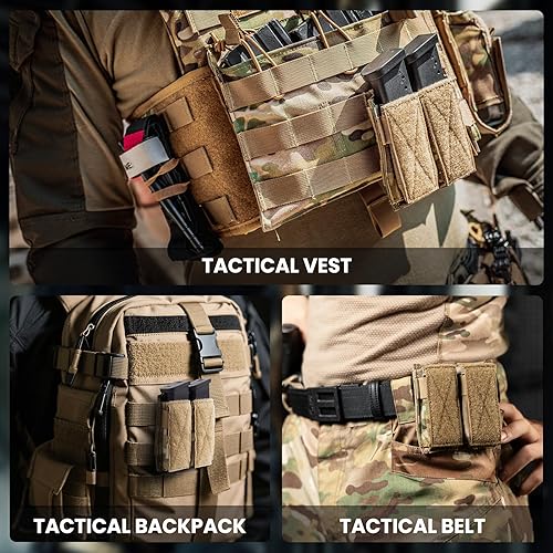 Miniatura 8 de OneTigris Bolsa Mag, MOLLE Pistol Mag Pouch para Glock 0.354 in 1911 92F, Multicam DD21