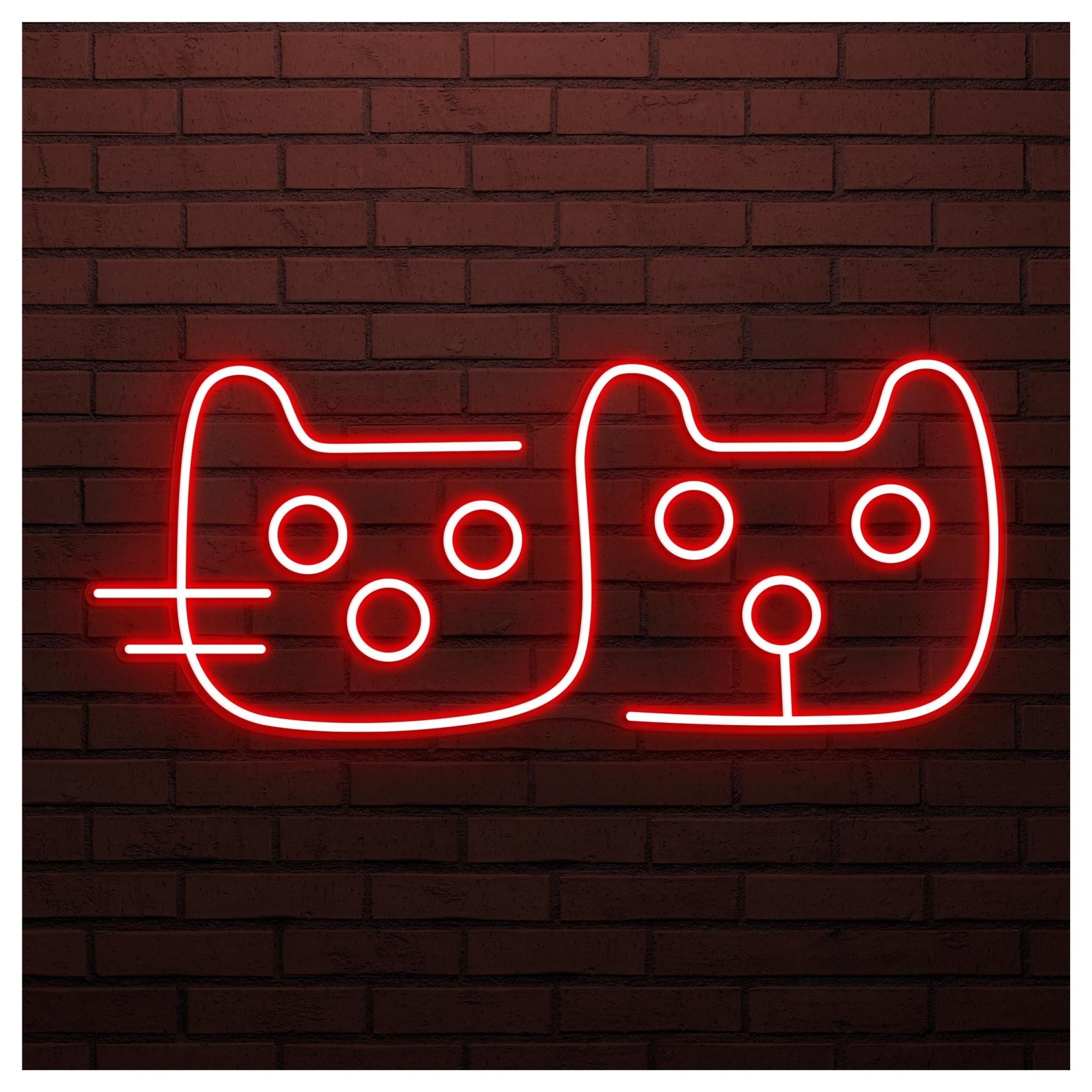 RONGCH Hanging Art Signs Double Cat Neon Sign, Suitable for Cafe Animal Shop Decor with Brightness Adjustable 45cm(Red)