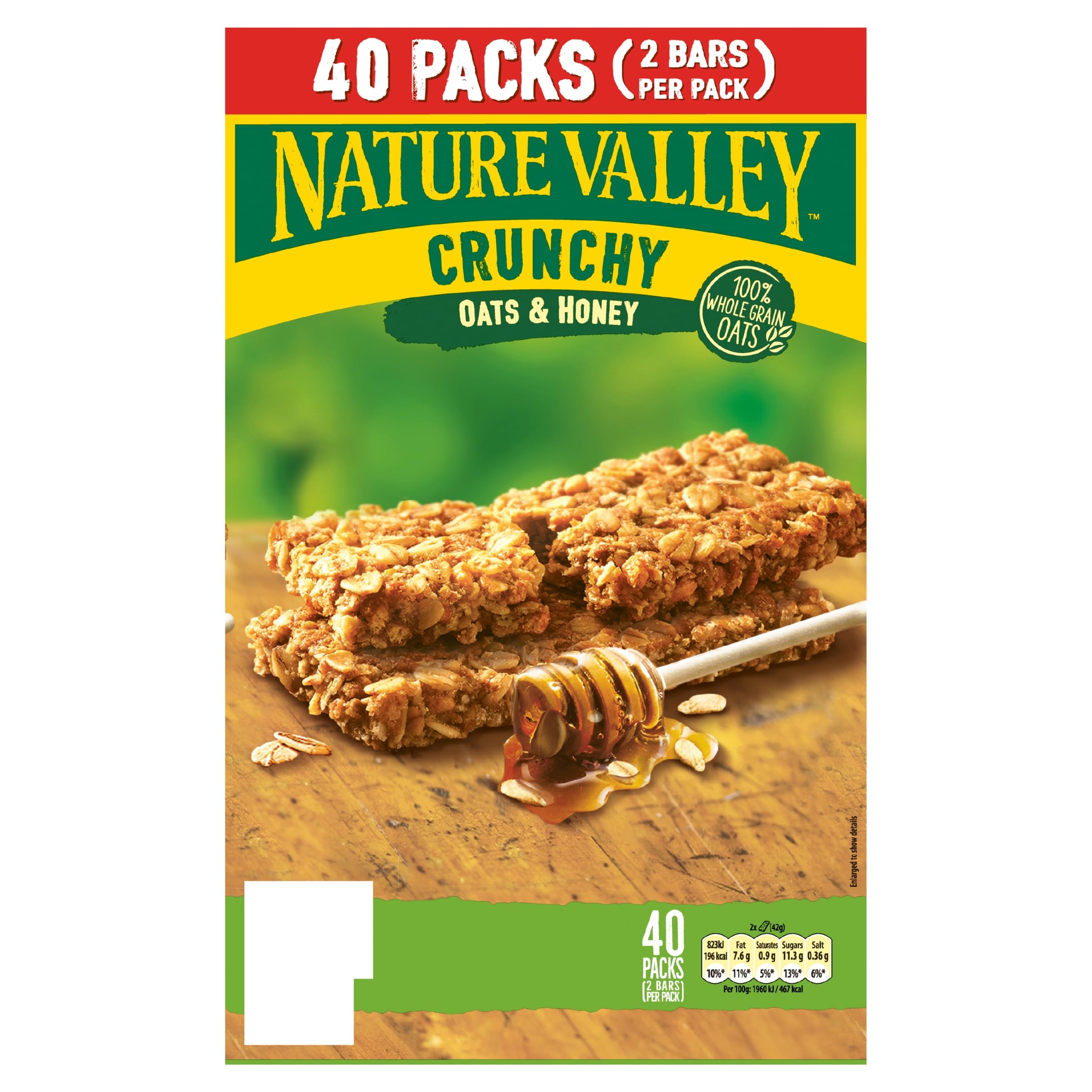 Nature Valley Crunchy Granola Bars Oats 'n' Honey 40 Pack 2 Bars Per Pack