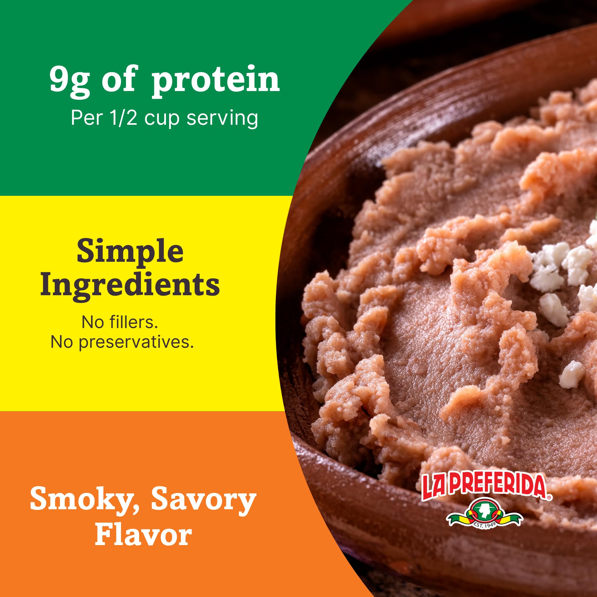 La Preferida Chorizo Refried Beans Heat & Serve for an Instant Side Dish or Add to Enchiladas, Tostadas & More,16 oz. (Pack of 12)