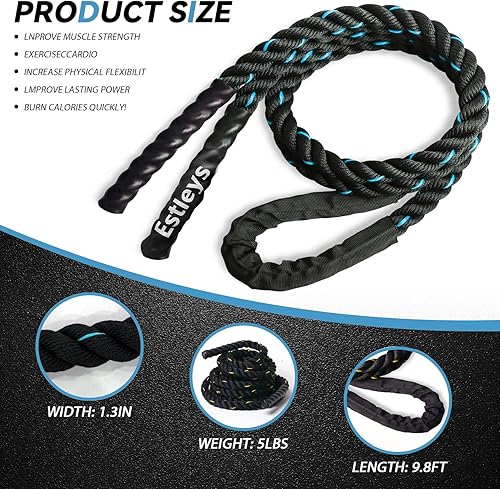 Miniatura 2 de Cuerda de saltar pesada de 5 libras para hombres y mujeres, cuerda de saltar pesada para adultos, cuerdas de saltar pesadas para entrenamiento en