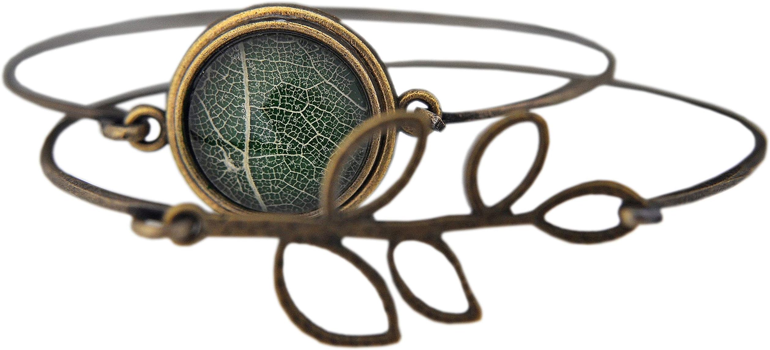 REAL LEAF 2 Bangle Bracelet - branch - Gifts for Her - Jewellery Gift - Handcrafted Gift - Handmade - Christmas - Birthday