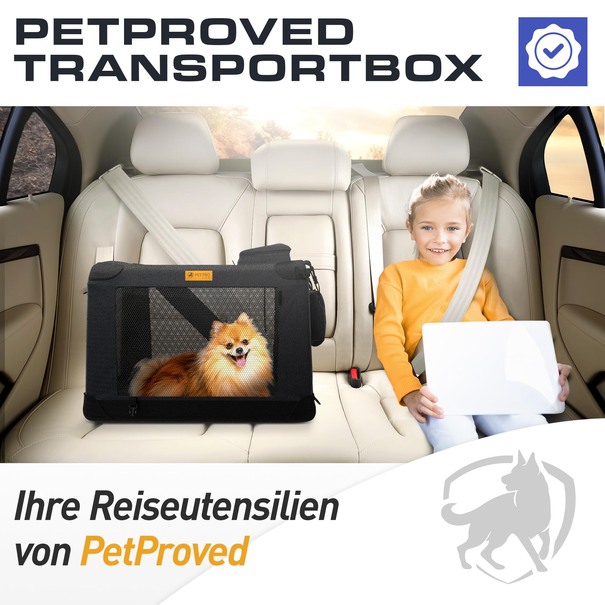 PetProved Hundebox Auto Faltbar Transportbox Hund Hundebox Auto Kleiner Hunde Hundetransportbox Auto Transportbox Hund Hunde Transportboxen Faltbare Hundebox Hundetransportbox Faltbar Hundeboxen