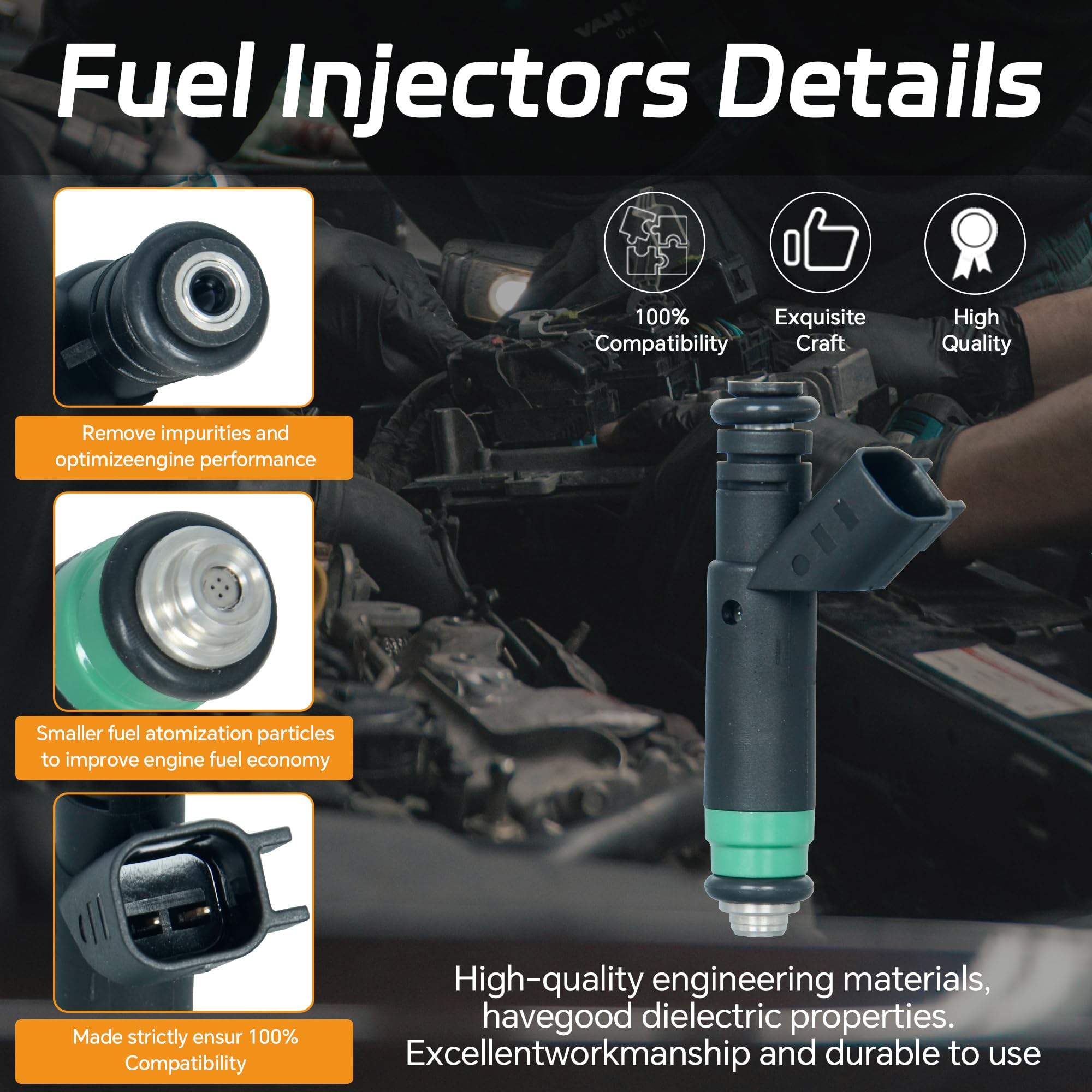 Snapklik.com : AdvanEX 4-Holes Fuel Injectors 8PCS FJ475 Compatible