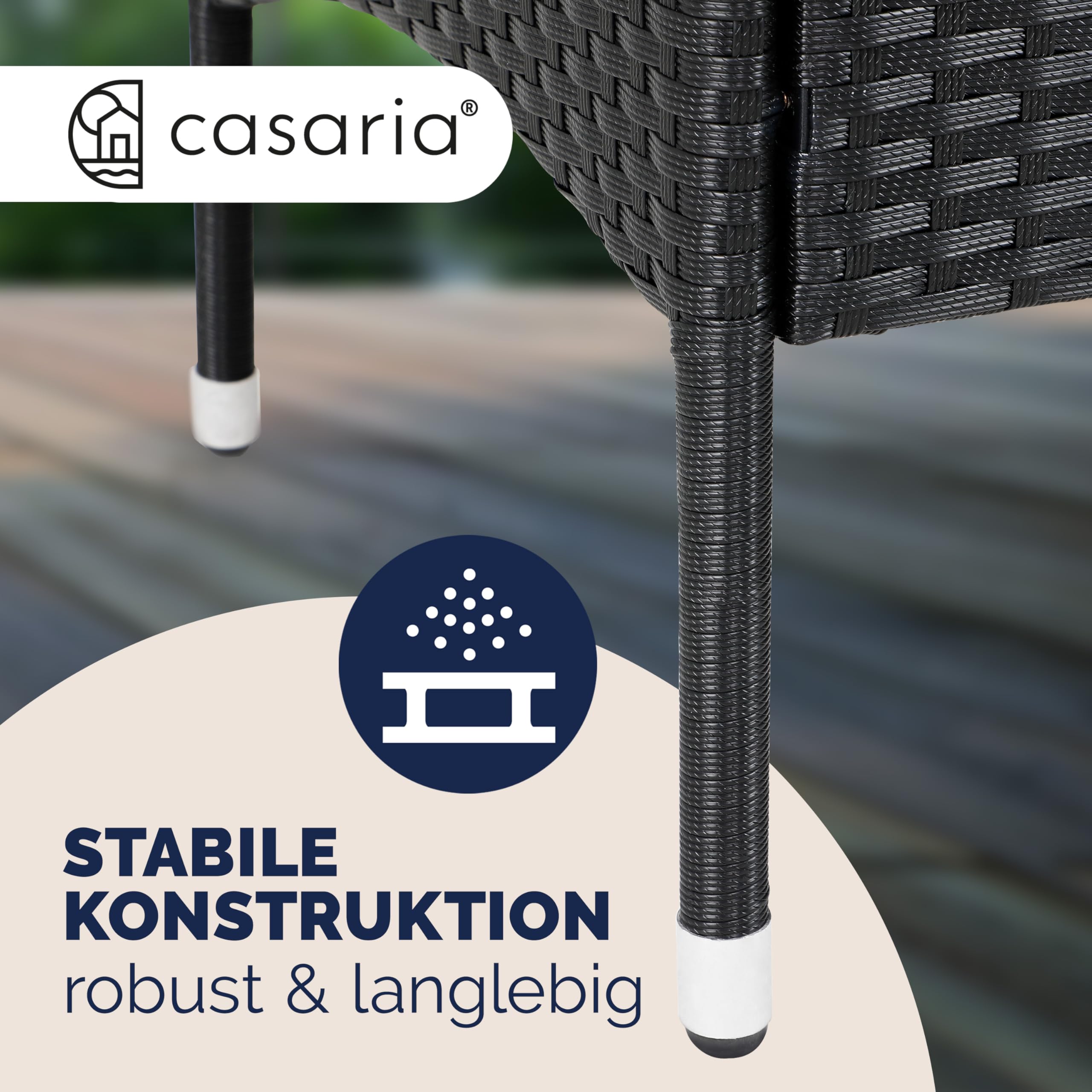 Casaria® Gartenbank Wetterfest UV-beständig Polyrattan Tisch Aufbewahrungsbox Auflagen 320kg Belastbarkeit Garten Balkon Möbel Bank 2-Sitzer Schwarz