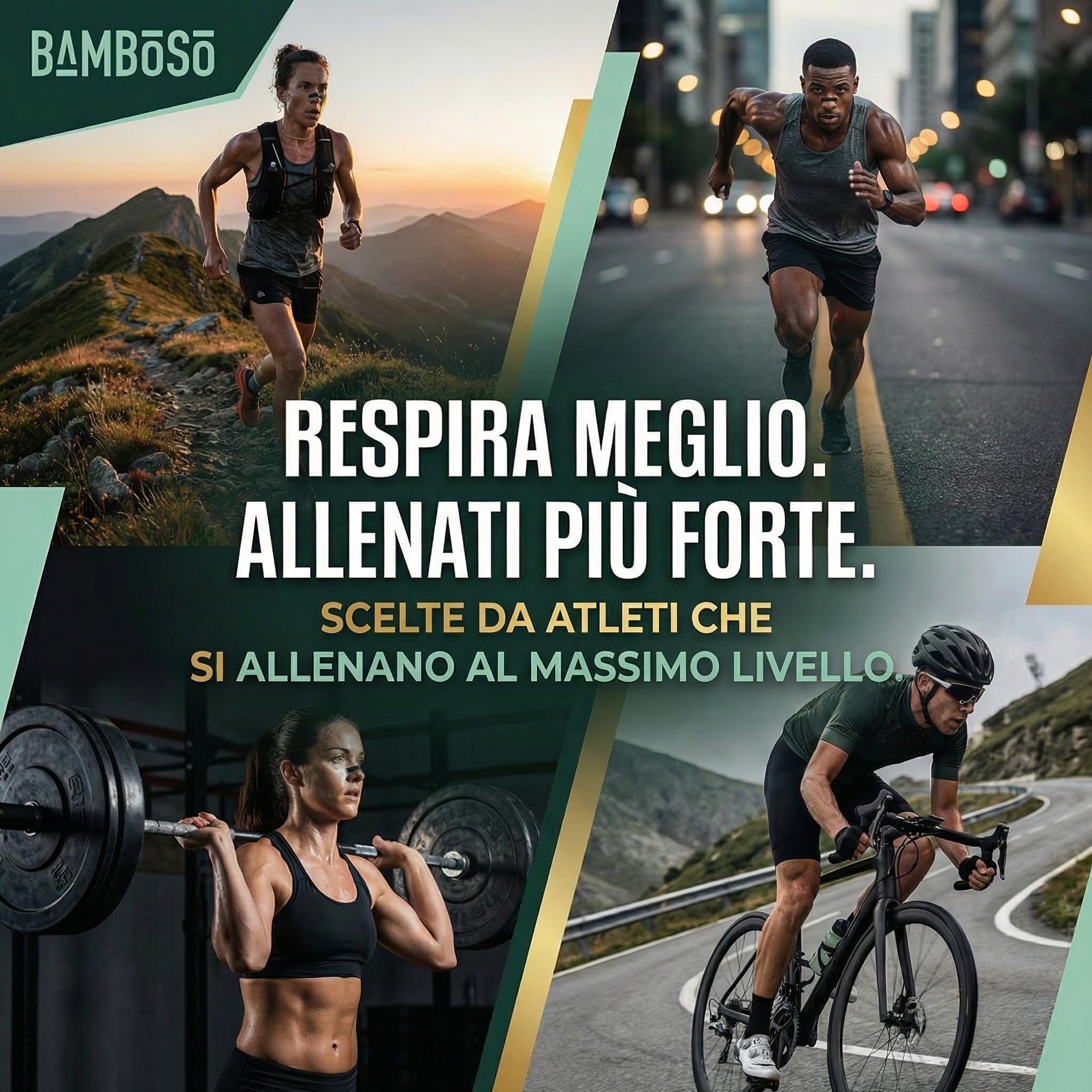Bamboso 30 Strisce Nasale Sportive Nere | Migliora la respirazione durante lo sport | Allevia la congestione e aumenta le prestazioni fisiche | Ipoallergeniche e comode