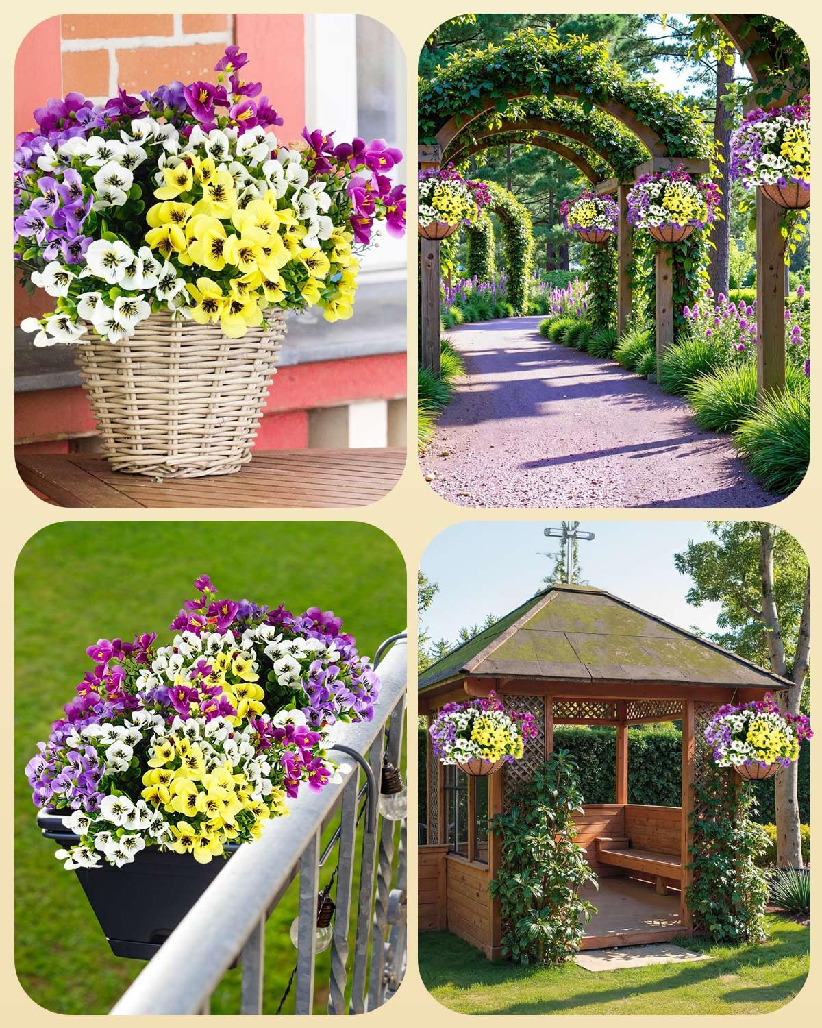 12 Bundles Artificial Flowers Outdoor, UV Resistant Artificial Pansies Faux Plastic Flower - Image 7