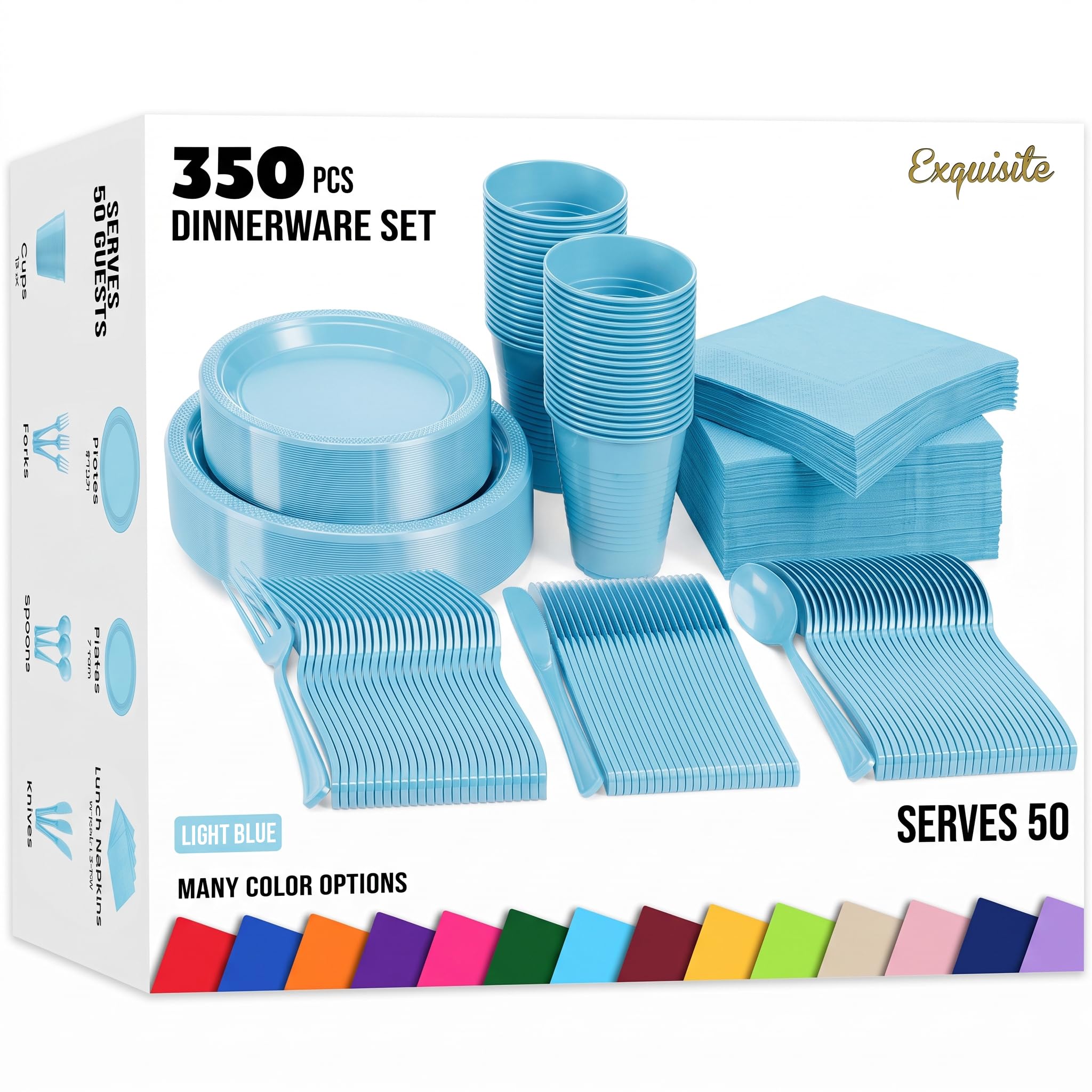 Exquisite 350 Pcs Light Blue Plates and Napkins Party Supplies Plate Sets