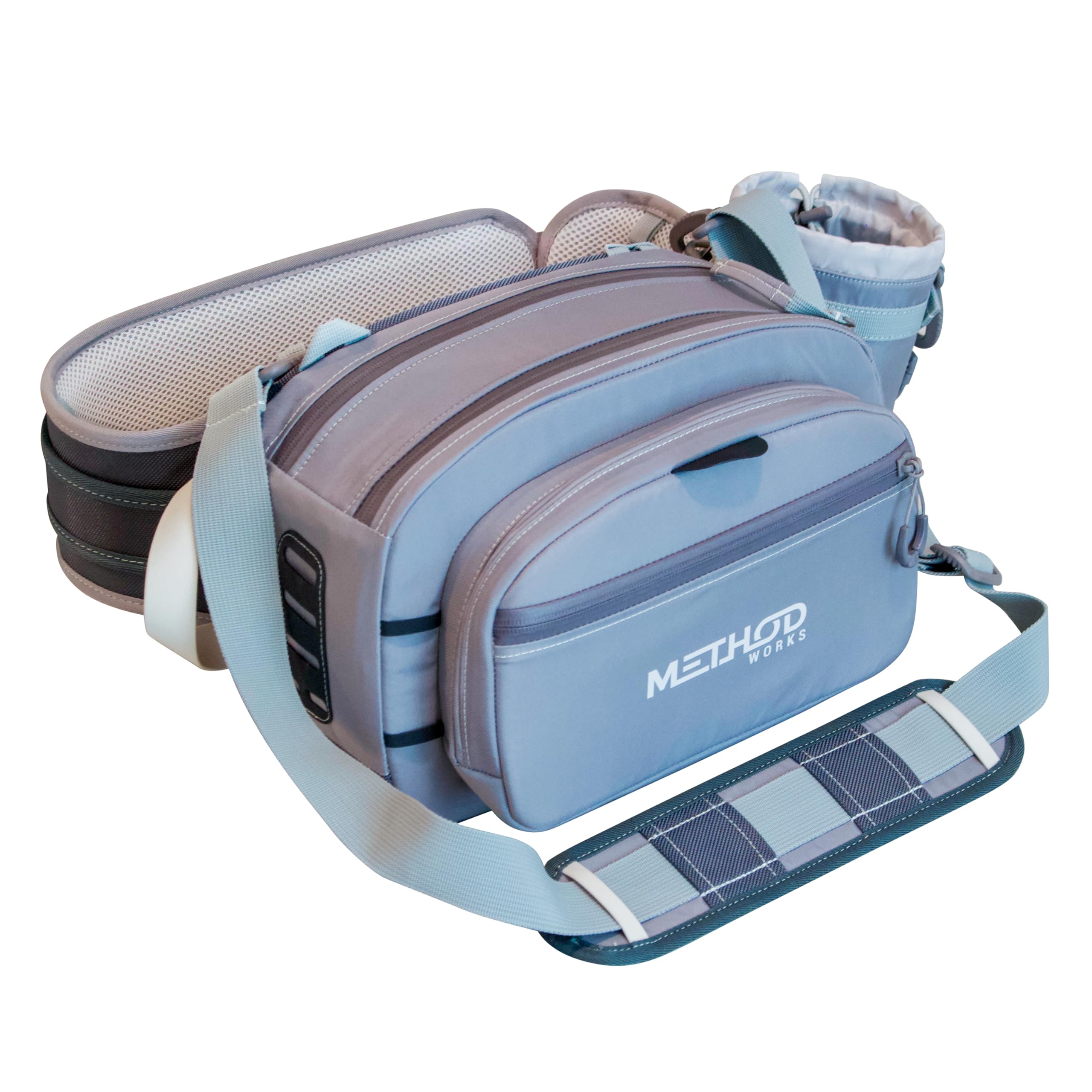 Method Works Fishing Sliding 9L Fly Fishing Waist Pack - Modular Lumbar Pack with Net Holster, Magnetic Quick-Access Pockets, Adjustable Belt & Shoulder Strap, Water-Resistant Fly Fishing Bag
