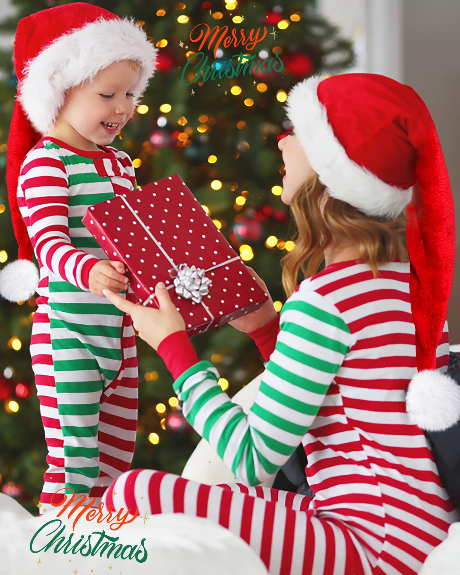 Dolkoic Lange Plüsch-Weihnachtsmannmütze, Weihnachtsmütze für Erwachsene, Unisex, Weihnachten, Halloween, Kostümpartys