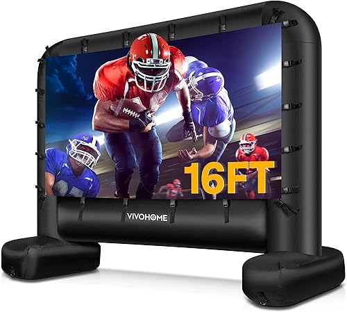 VIVOHOME Pantalla de proyector inflable de 16 pies para exterior, pantalla de cine inflable para uso al aire libre, pantalla de TV Mega grande con
