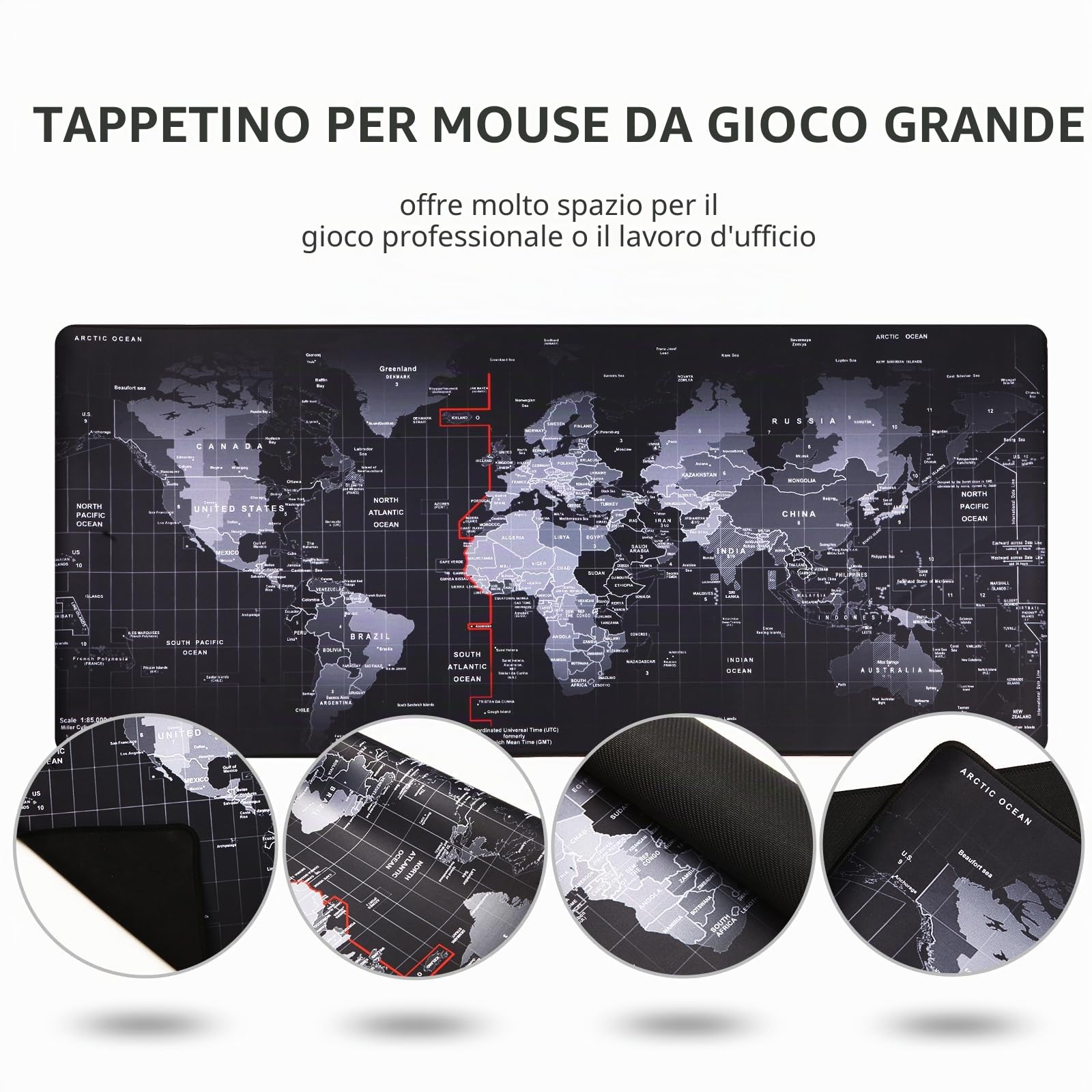 XXL Gaming Mouse Pad, base in gomma antiscivolo, tappetino da scrivania impermeabile per PC, bordi cuciti per laptop per il gioco, ufficio