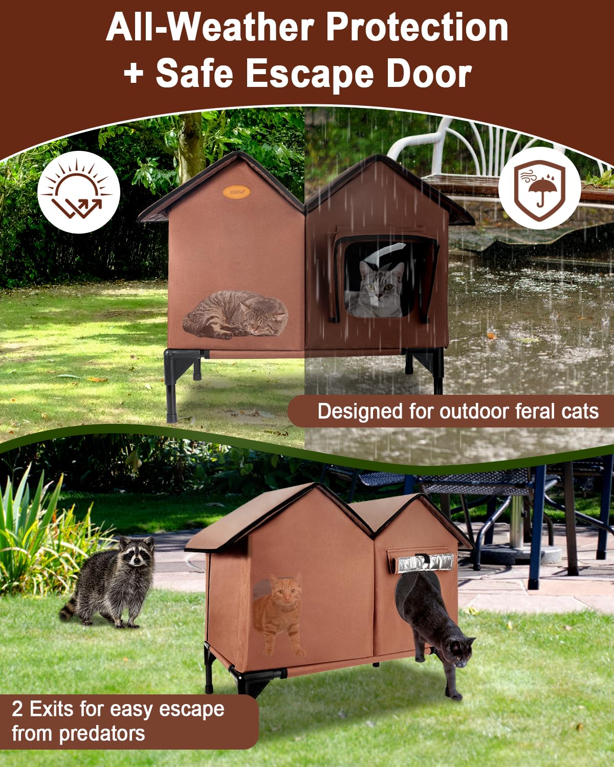 Cat House (marrone-non riscaldato, grande)