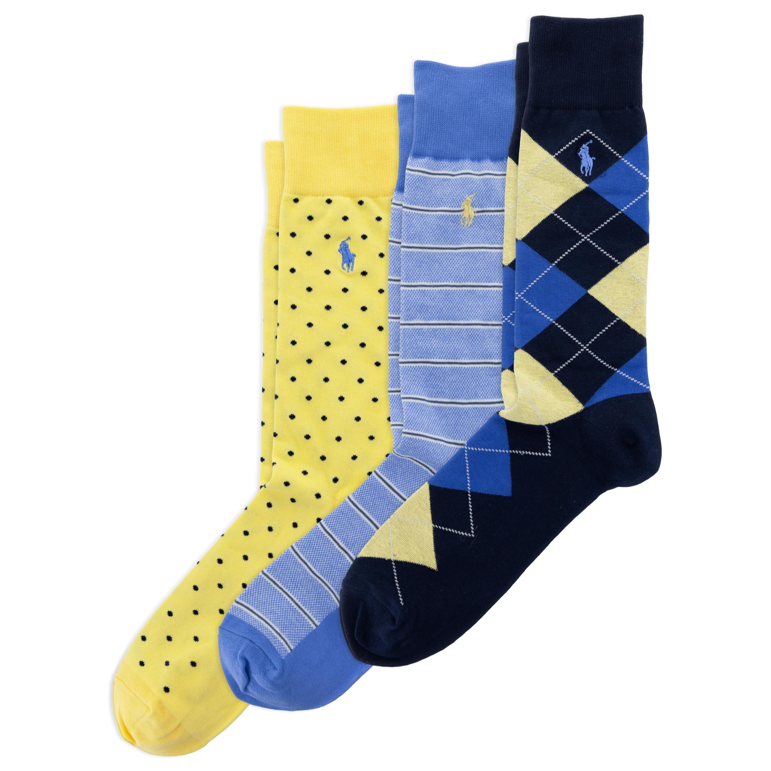 Men's Argyle & Dots Pattern Dress Crew Socks, 3 Pairs
