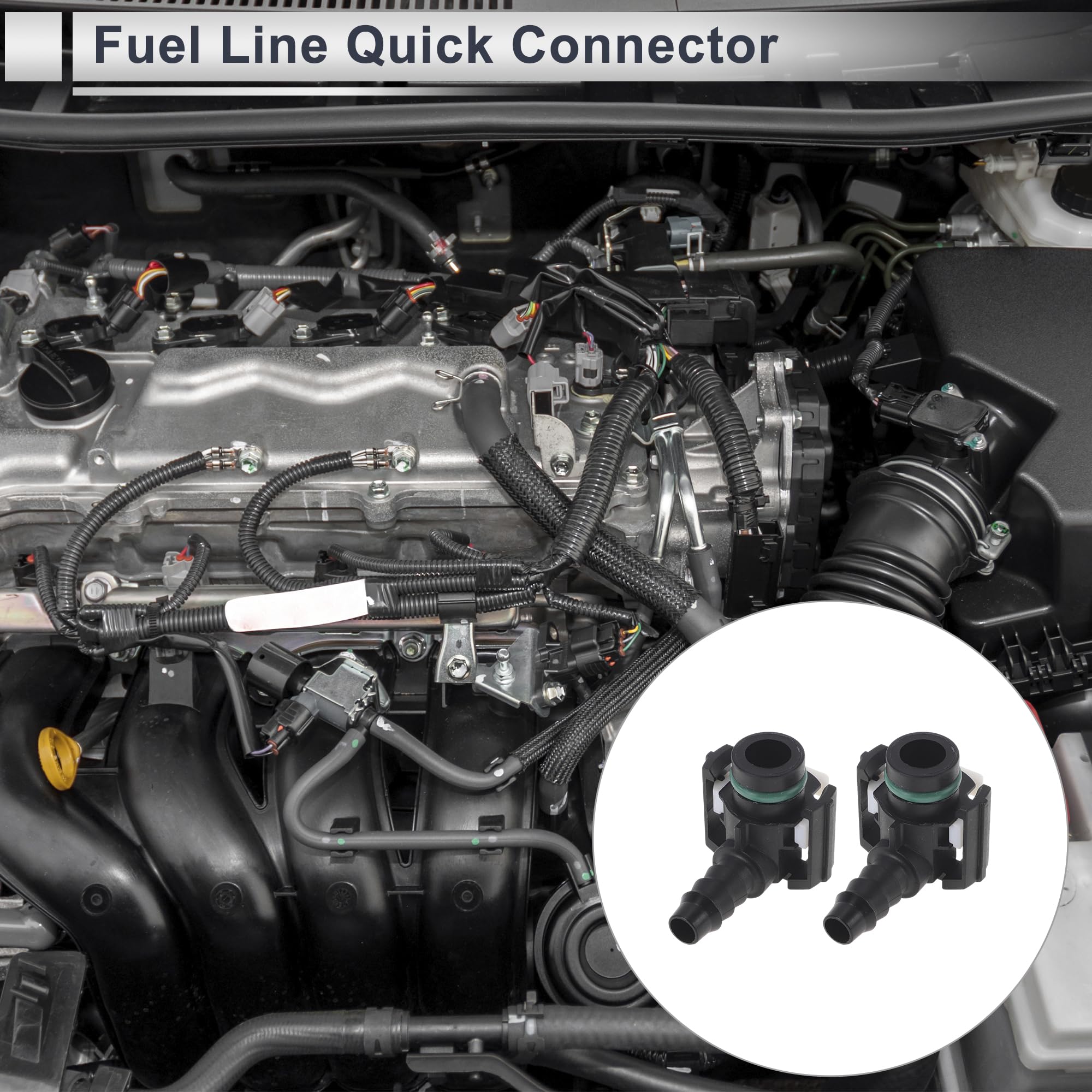 Motoforti Conector Rápido De Línea De Combustible De 5/16" ID Para Manguera De 15/32" SAE Conector Macho A Hembra Con Adaptador Rápido De 90 Grados Y Sellos De Montaje De Plástico 2 Pcs
