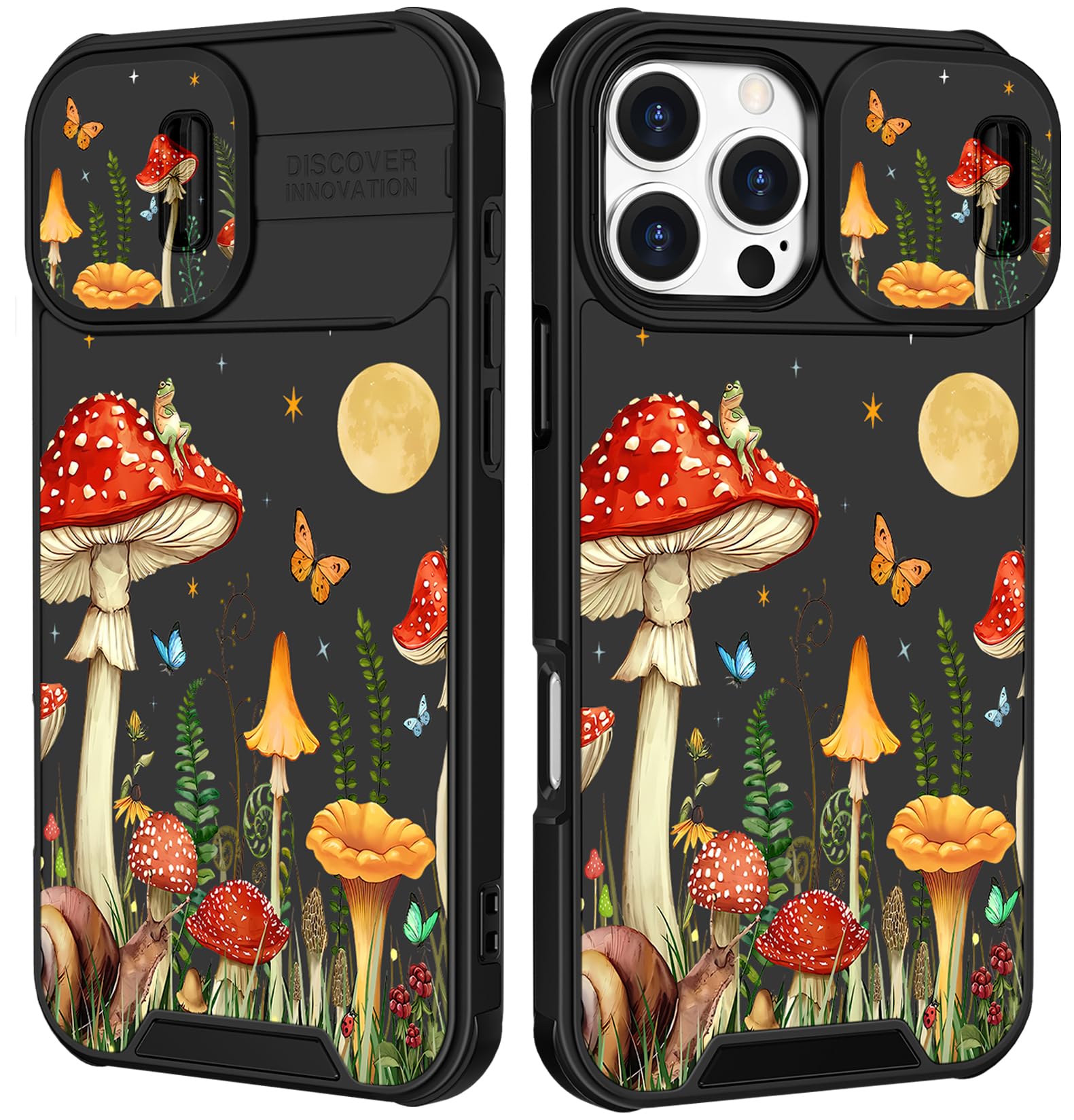 Funermei for iPhone 16 Pro Max Case - Women Girls Cute Phone Cover Girly Pretty Aesthetic Mushroom Unique Design with Camera Cover Funda for Apple for iPhone 16 Pro Max
