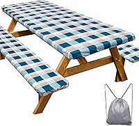 Vista 42 de Funda de mesa de picnic con fundas para bancos, elementos esenciales de camping, mantel de camping impermeable y a prueba de viento con bolsa