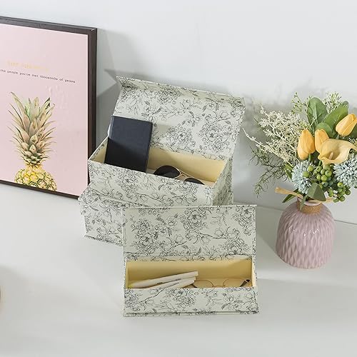 Miniatura 7 de Soul & Lane Cajas de almacenamiento decorativas con tapas, juego de 3 cajas de cartón para decoración del hogar y documentos, organizadores de