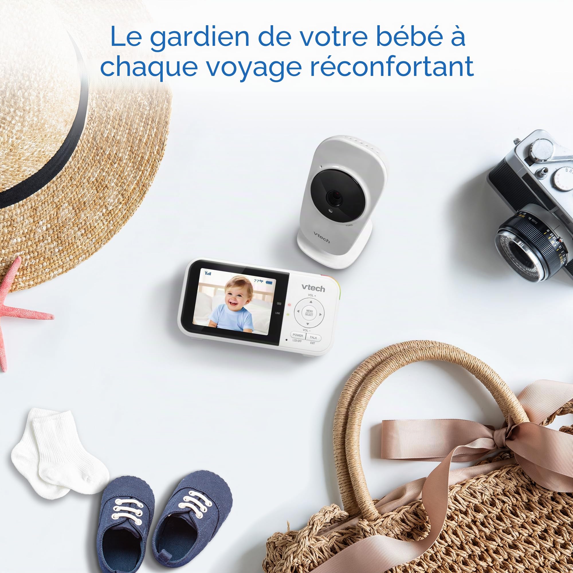 Babyphone vidéo avec 19 Heures d'autonomie, portée de 305 m, Voiture