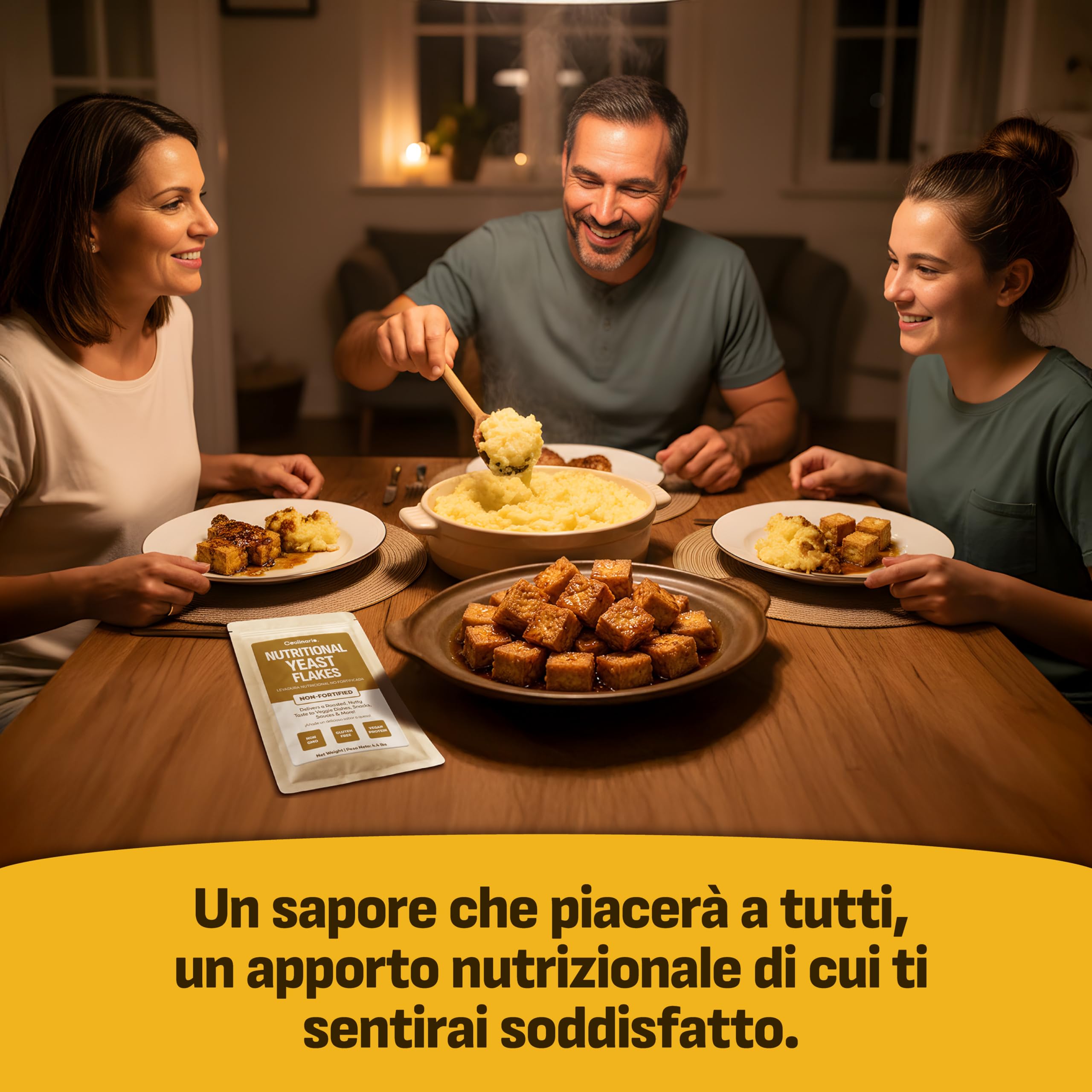 Coolinario Lievito Alimentare Non Fortificato (56 g) | Condimento Naturale Vegano Ricco di Proteine e Fibre | Sapore Tostato per Piatti Salati | Senza Glutine e 100% Vegetale