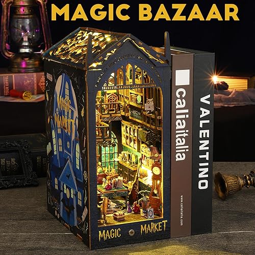 Miniatura 3 de Kit de rincón de libros de bricolaje, casa de muñecas de bricolaje, estantería de biblioteca, callejón de decoración, kit de creatividad con caja de