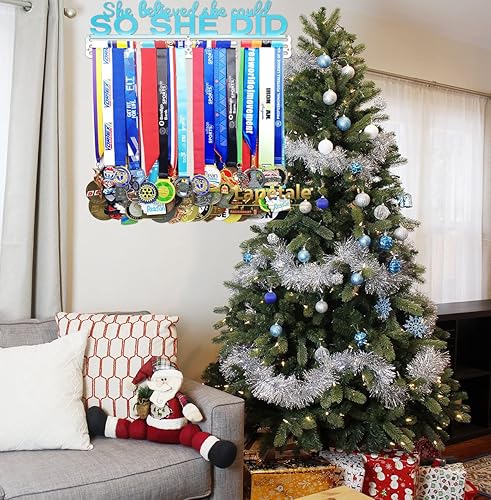 Miniatura 5 de Lapetale Fashion Soporte de suspensión de medallas Exhibición Estante de pared Medalla Percha Premios Cinta Animadora, Gimnasia, Fútbol, Soporte de