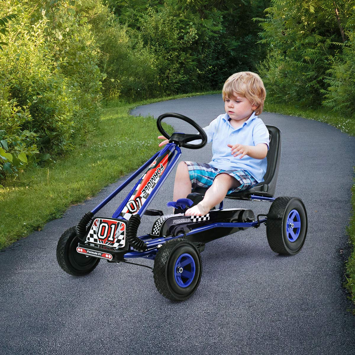 Kart à Pédales Rose Avec Siège Réglable, Dès 3 Ans, Pour Extérieur - Voiture véhicule enfant