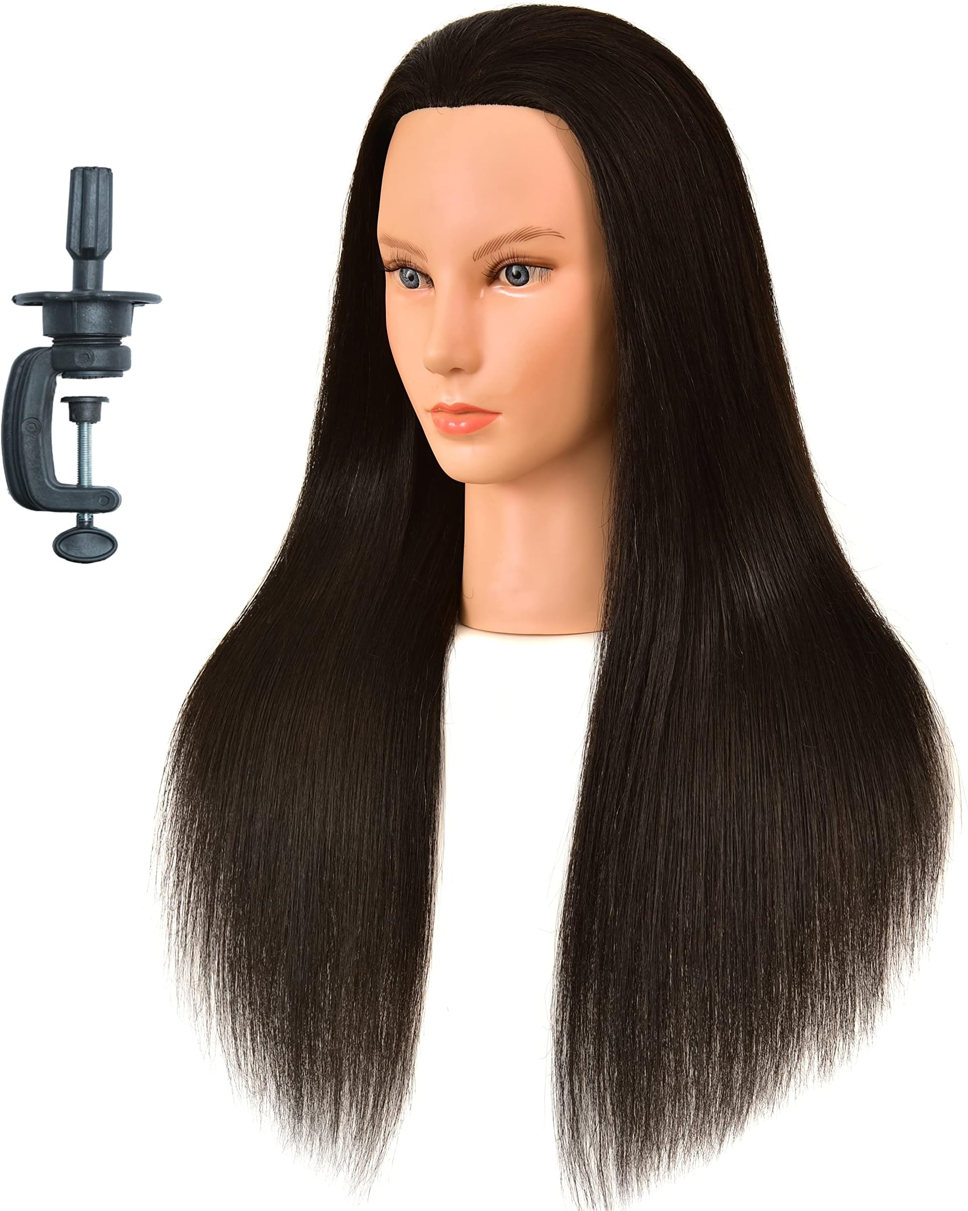 Bellrino 30" (Long and thick) Cosmetology Mannequin Manikin Training Head with Synthetic Fiber with Table Clamp Holder (HANNAH+C) V12