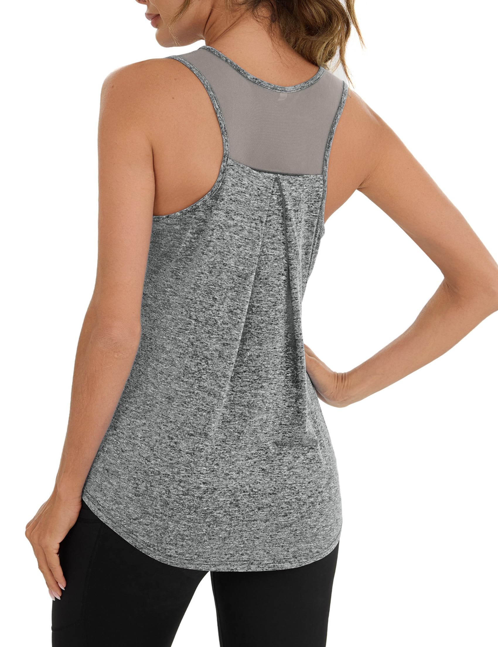Terecey Sport Yoga Tank Top Damen Sommer Locker Ärmellos Zumba Pilates T Shirt Sportoberteile mit Mesh Zurück fur Fitness Workout S-XXL