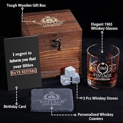 Miniatura 2 de Regalos de 60 cumpleaños para hombres, vasos de whisky 1964, ideas de regalo de cumpleaños 60, regalos de 60 años para hombres, gafas anticuadas