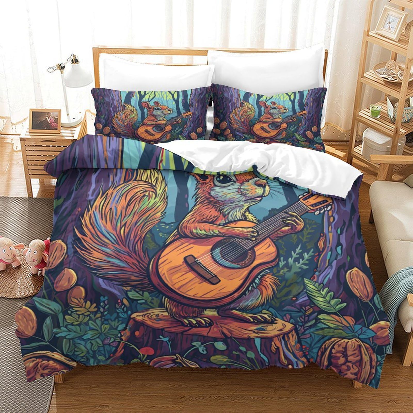 Housse de couette crâne 3D avec fermeture éclair invisible et microfibre ultra douce pour enfant