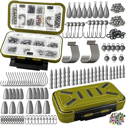 Fishing Accessories Kit, 264/397PCS Fishing Tackle Box with Hooks, Weights, Sinkers for Bass Trout, Gifts for Men,Kids