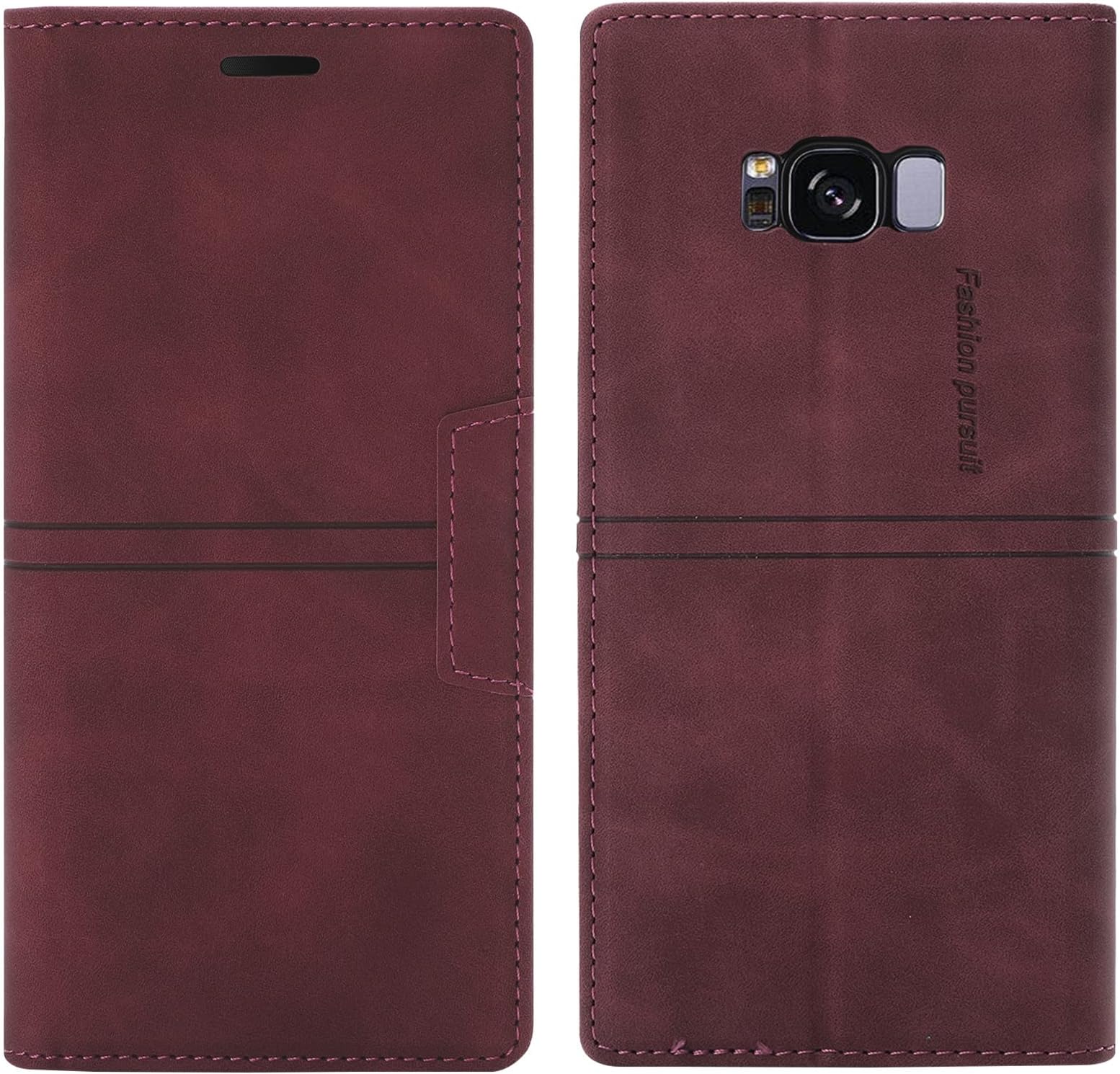 Compatible With Samsung Galaxy S8 Case, PU Leather Book Wallet Case with Card Holder ShockProof Magnetic Cover Kickstand Folio Flip Case for Girls Women for Samsung S8 (Red)