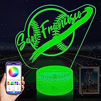 Vista 1 de Regalos de béisbol para niños, aplicación de teléfono, control remoto, luz nocturna, Franciscos City, decoración de habitación de niños, lámpara