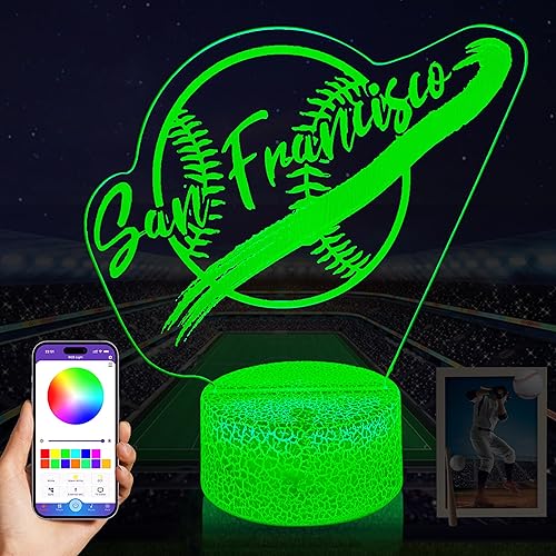 Miniatura 7 de Regalos de béisbol para niños, aplicación de teléfono, control remoto, luz nocturna, Atlanta City, decoración de habitación de niños, lámpara de