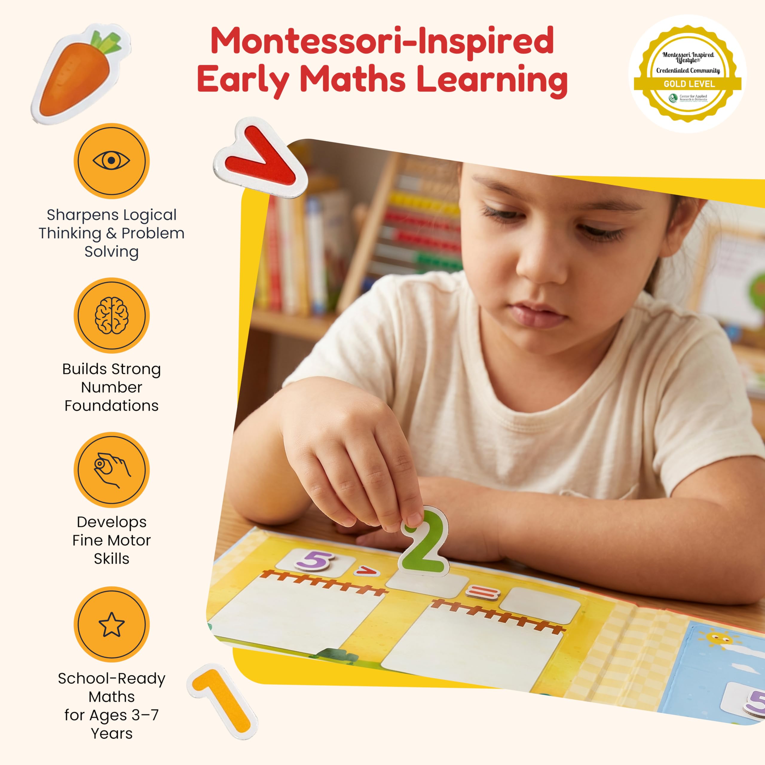 Kidster Magnetic Math Learning Book for Kids 4–7 Years | Reusable Magnetic Number & Counting Activity Book | Montessori Addition & Subtraction Learning Toy 1