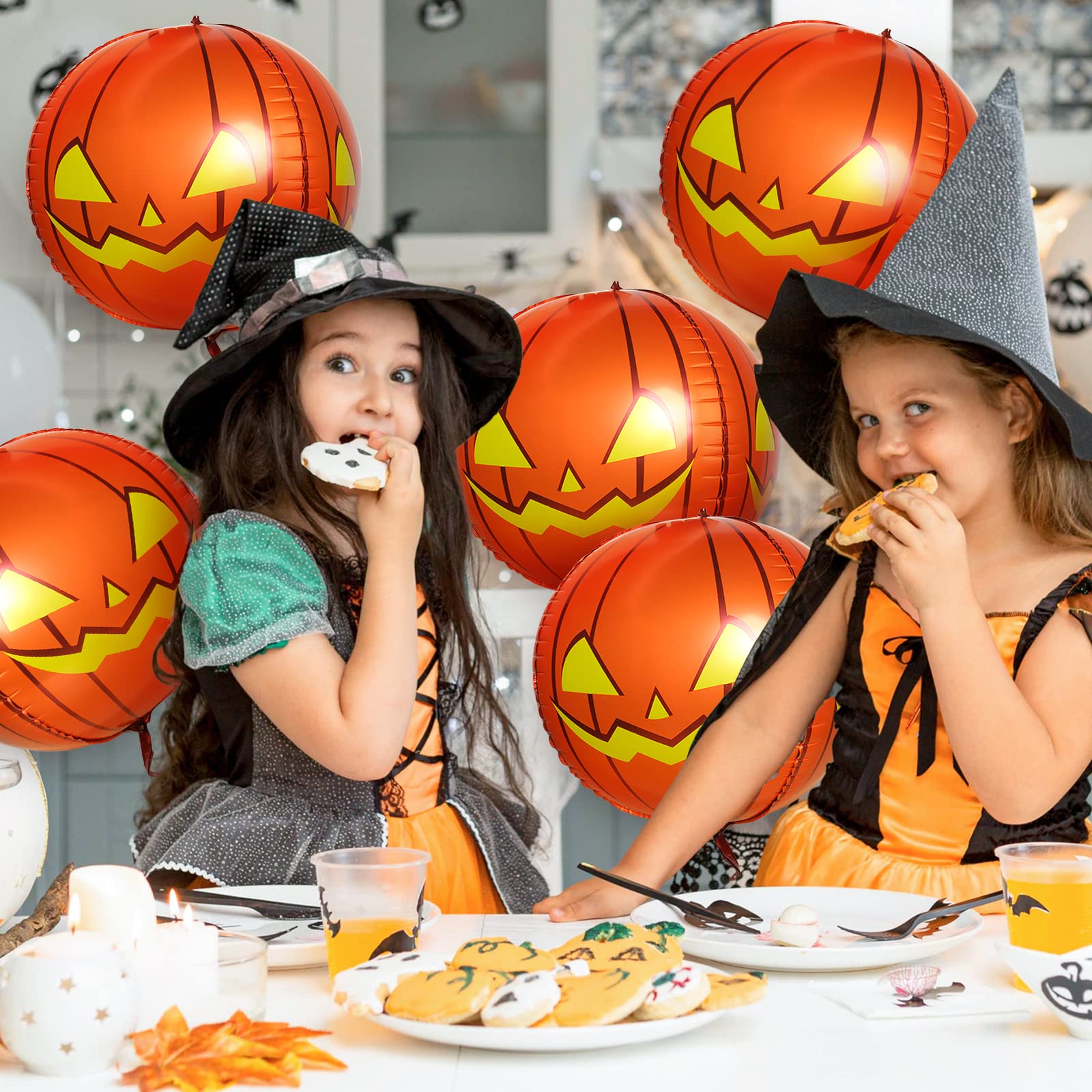 Set Decorazioni Halloween 62 Pezzi - Palloncini Foil Zucca, Bandierine, Palloncini Lattice, Per Feste Spaventose
