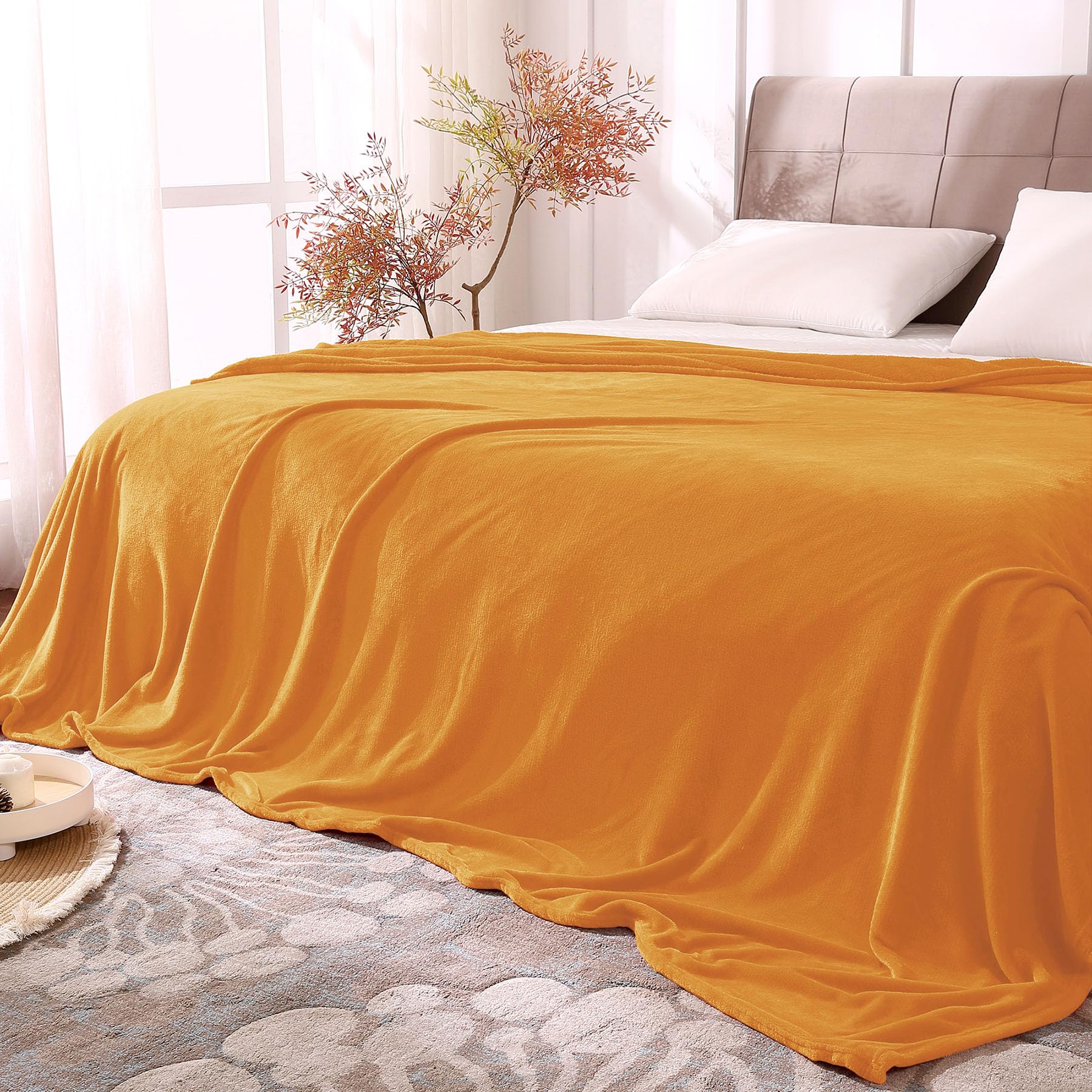 BEDELITE Fleece Blanket Soft Fall Queen Bed Blanket Burnt Orange 90"x90" | Ultra Soft Fleece, Plush Microfiber, Lightweight Warmth, Fall Decor, Fade Resistant, Machine Washable,Perfect for Bed